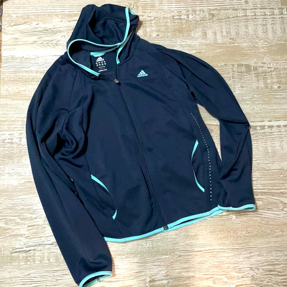 Adidas lightweight full zip clinal its jacket L
